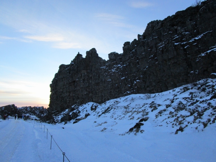 stone wall Þingvellir National Park Iceland